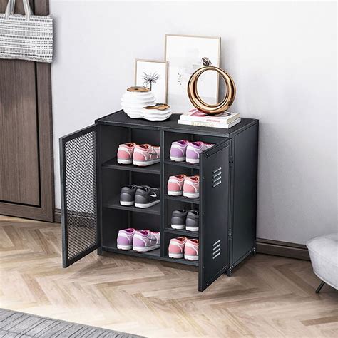 shoe fabric cabinet metal|metal shoe cabinet with doors.